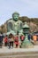 A monumental outdoor bronze statue of AmitÄbha Buddha at the KÅtoku-in Temple - The Great Buddha of Kamakura, front view and tou